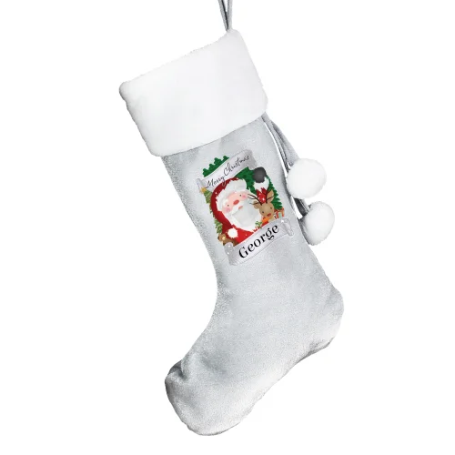 Personalised Memento Company Grey Christmas Santa Stocking - One Size Image 5