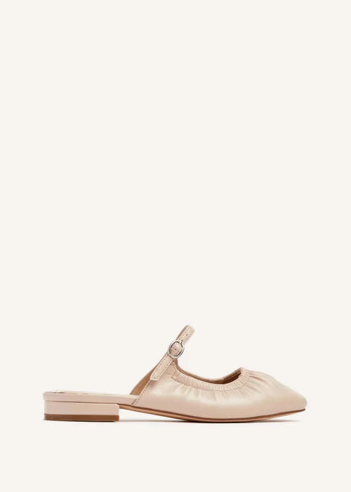 Linzi Isadora Mocha Faux Leather Ruched Front Open Toe Mary Jane Mule - 3 Image 2