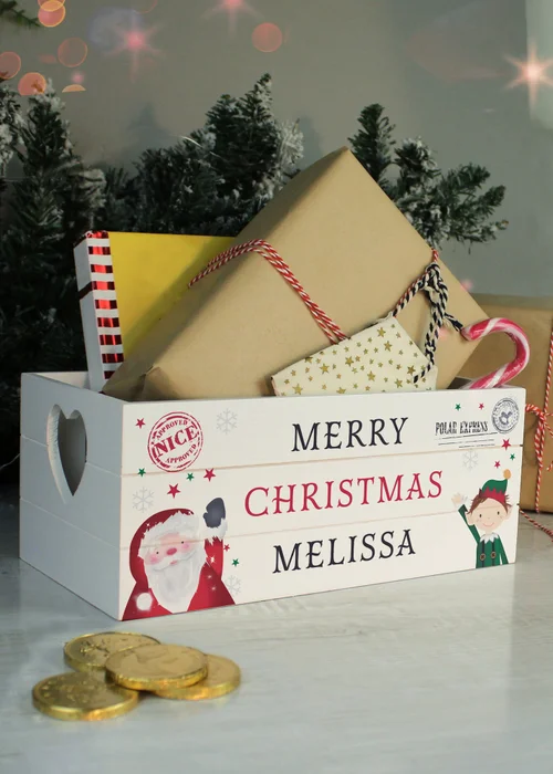 Personalised Memento Company White Wood Christmas Crate - One Size Image 3