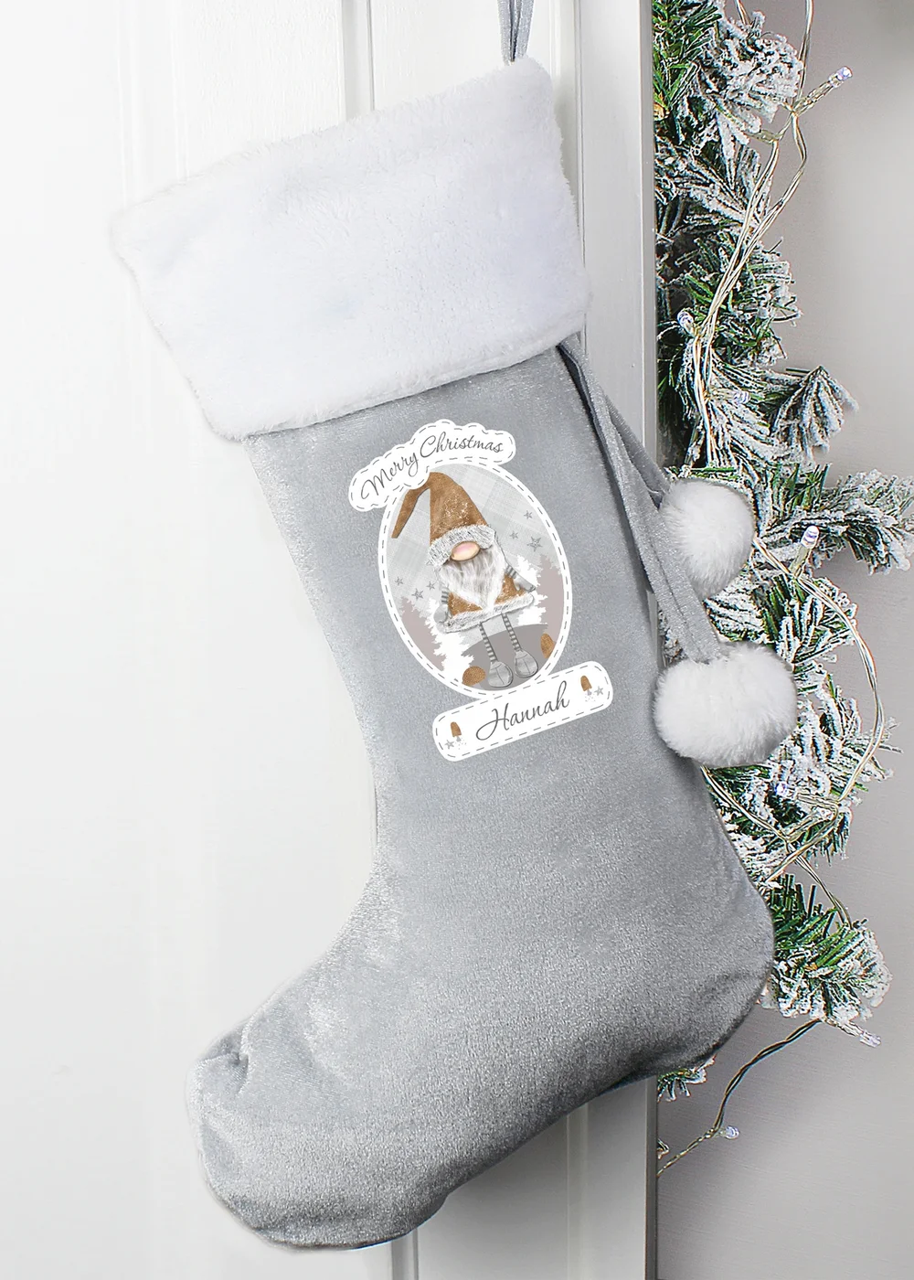 Personalised Memento Company Grey Christmas Gonk Silver Stocking - One Size Image 3