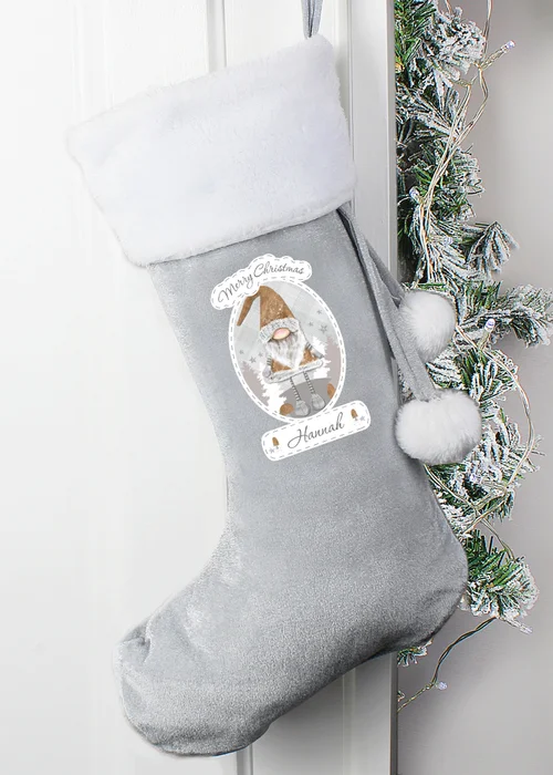 Personalised Memento Company Grey Christmas Gonk Silver Stocking - One Size Image 3
