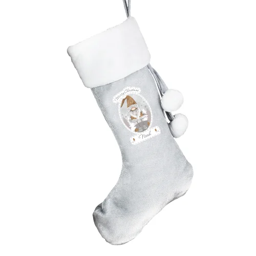 Personalised Memento Company Grey Christmas Gonk Silver Stocking - One Size Image 5