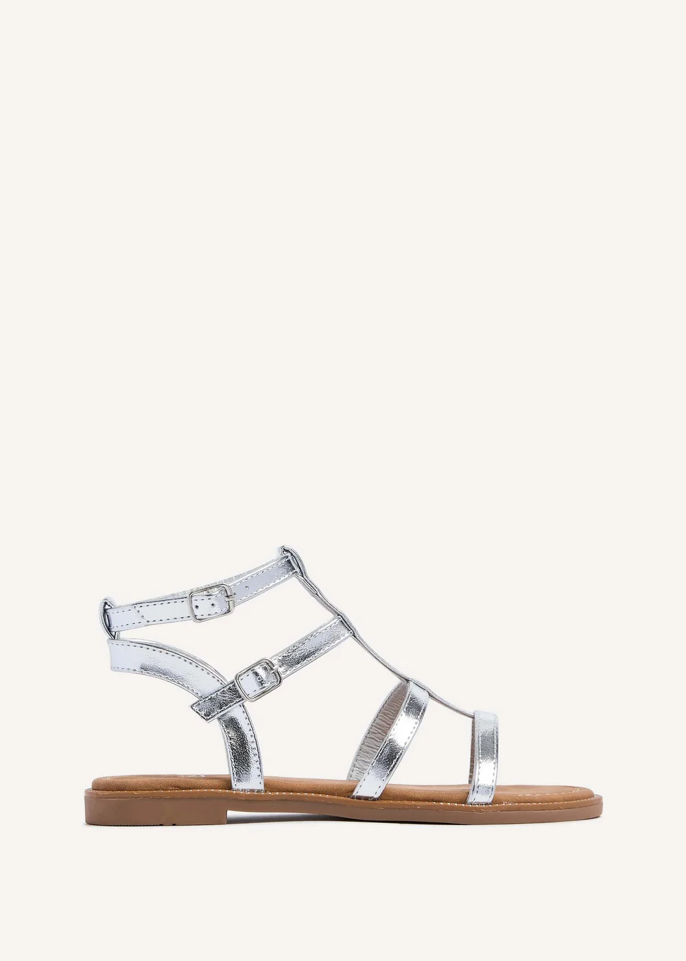 Linzi Belinda Silver Faux Leather Gladiator Style Sandal - 3 Image 2