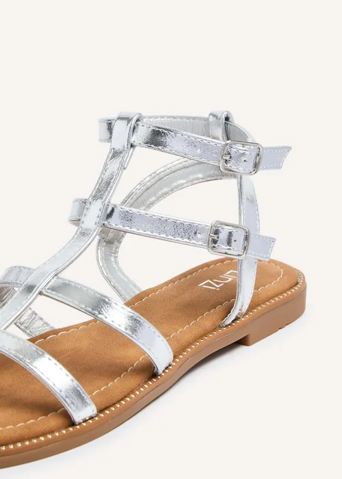 Linzi Belinda Silver Faux Leather Gladiator Style Sandal - 3 Image 4