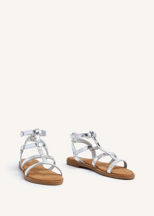 Linzi Belinda Silver Faux Leather Gladiator Style Sandal - 3 Image 3