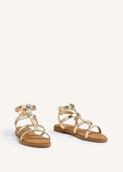 Linzi Belinda Gold Faux Leather Gladiator Style Sandal - 3 Image 3