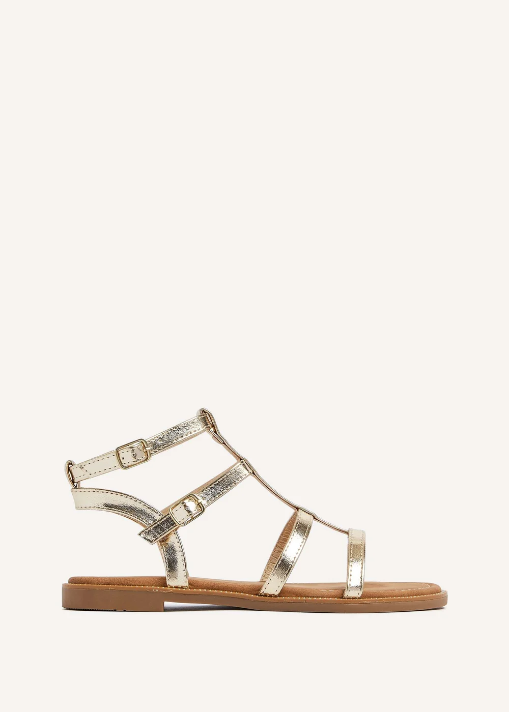 Linzi Belinda Gold Faux Leather Gladiator Style Sandal - 3 Image 2