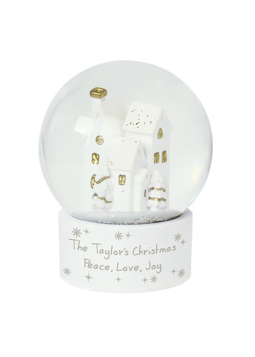 Personalised Memento Company White Message Village Glitter Snow Globe - One Size Image 2