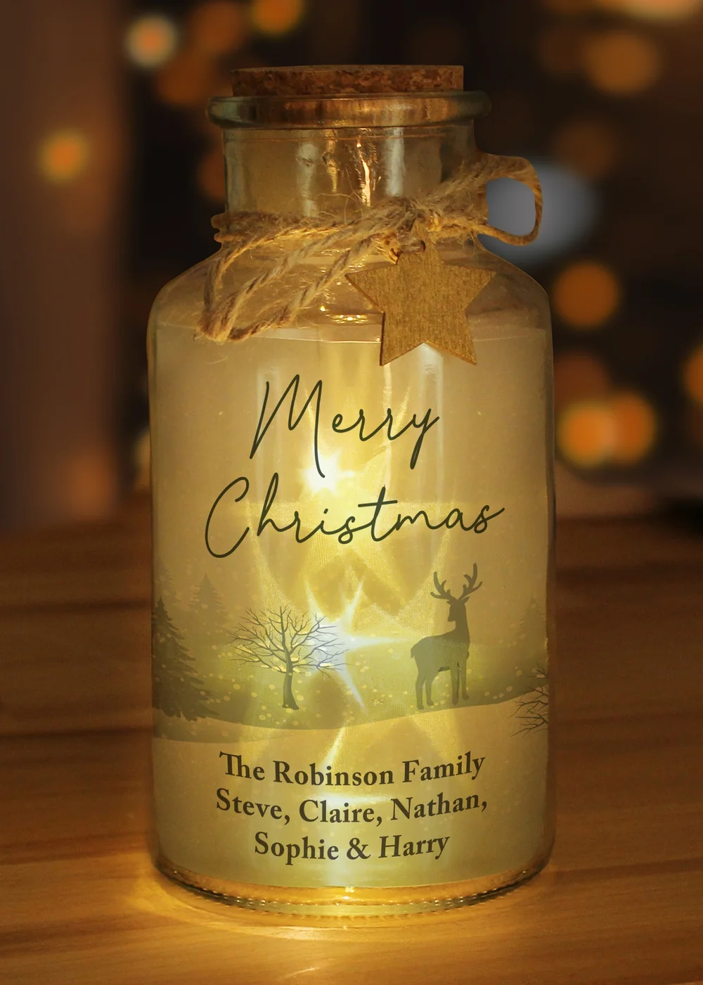 Personalised Memento Company Clear Merry Christmas LED Glass Jar - One Size Image 3