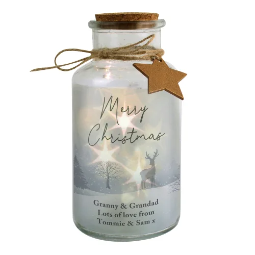 Personalised Memento Company Clear Merry Christmas LED Glass Jar - One Size Image 5