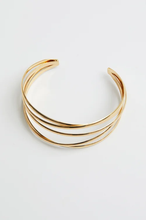 Jon Richard Recycled Gold Plated Polished Weave Cuff Bangle Bracelet - One Size Image 1