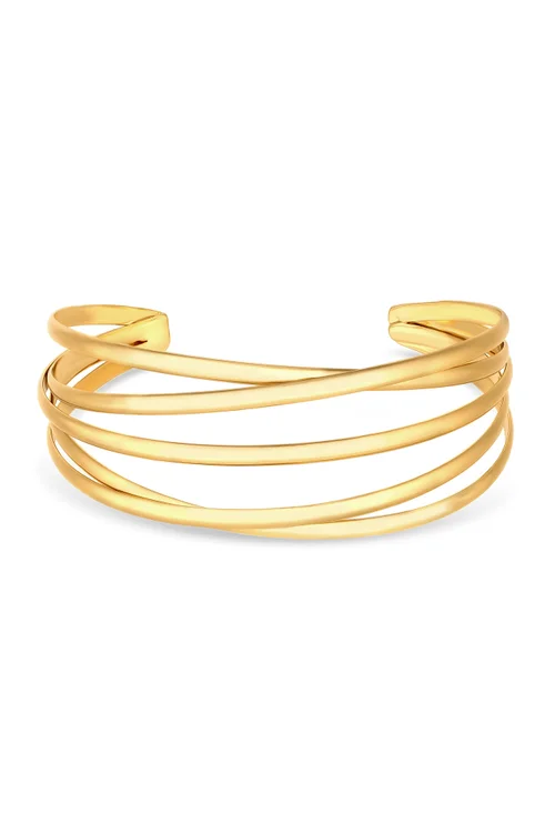 Jon Richard Recycled Gold Plated Polished Weave Cuff Bangle Bracelet - One Size Image 2