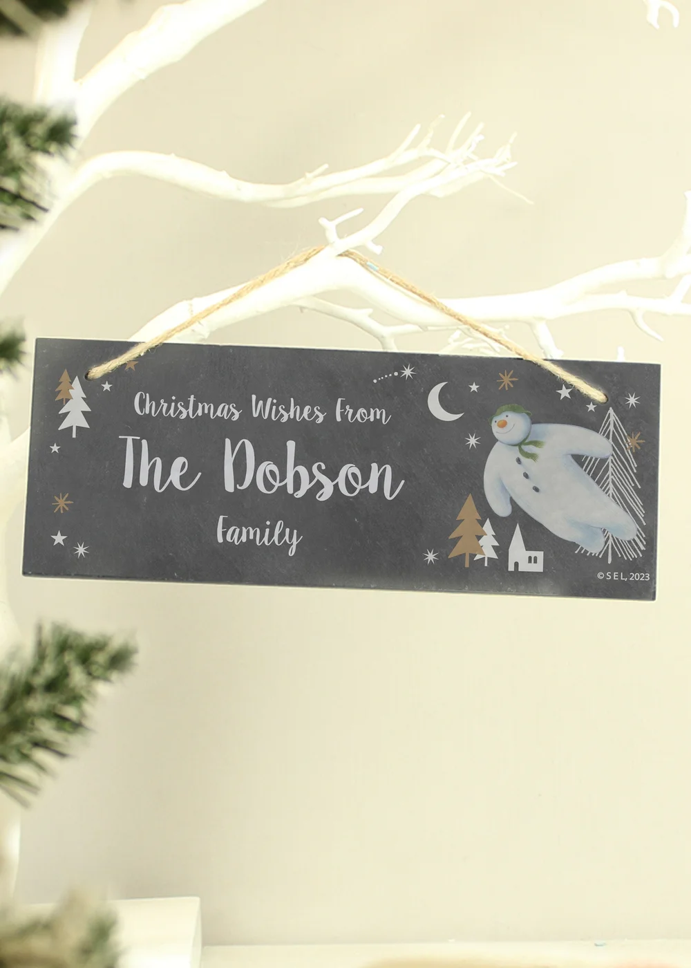 Personalised Memento Company Slate The Snowman Magical Adventure Hanging Plaque - One Size Image 2