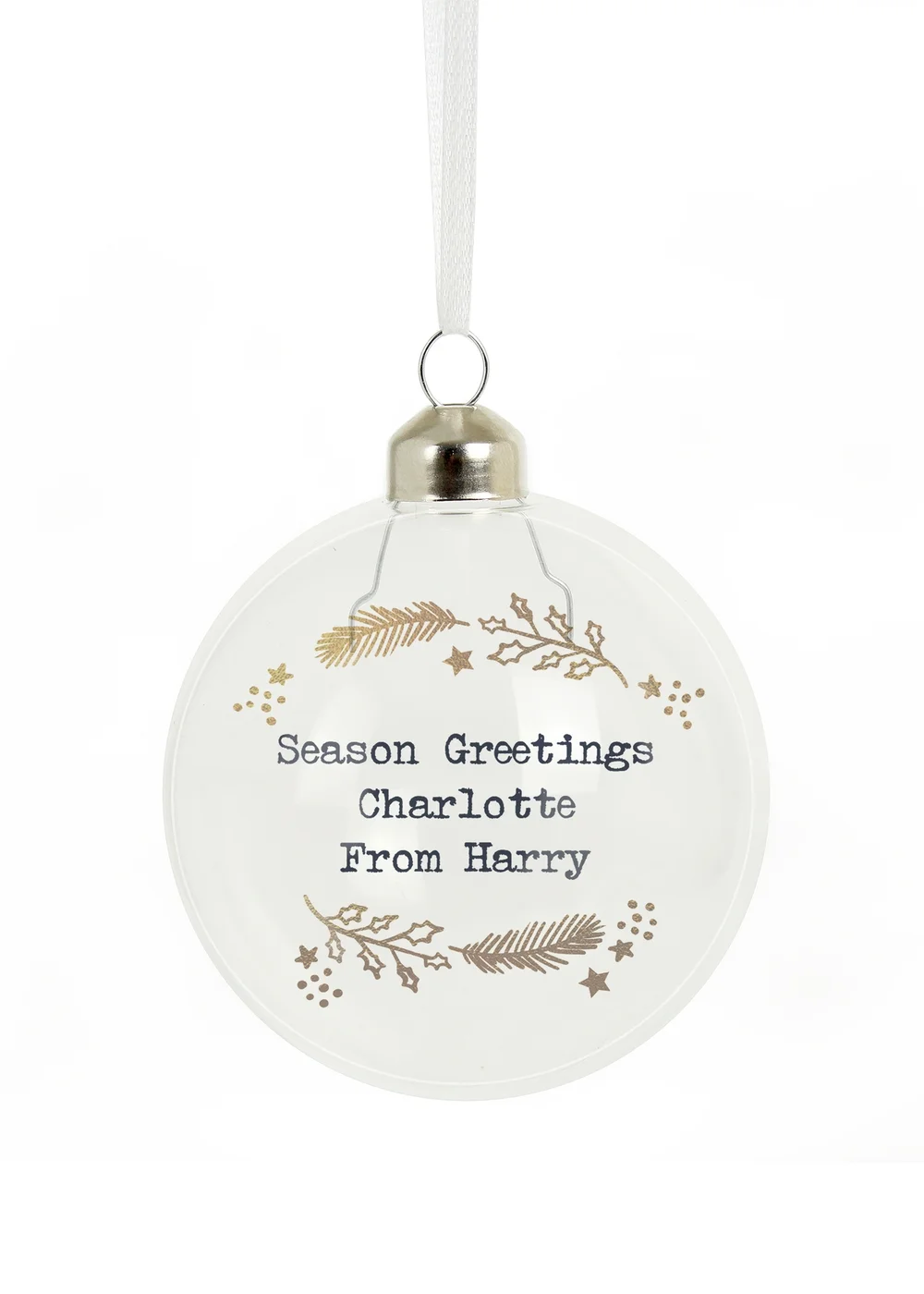 Personalised Memento Company Clear Gold Wreath Glass Bauble - One Size Image 1