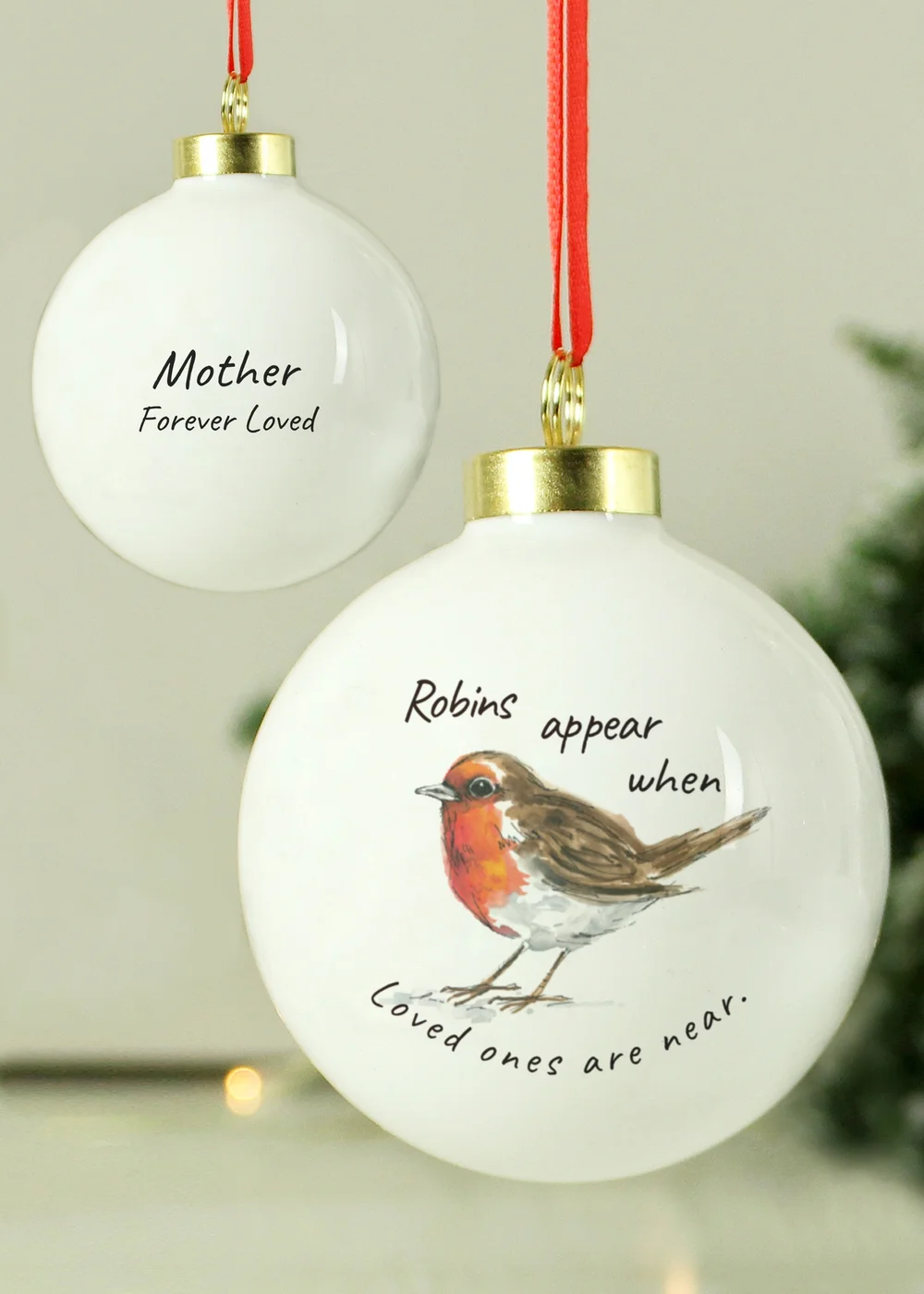 Personalised Memento Company White Robins Appear Bauble - One Size Image 3