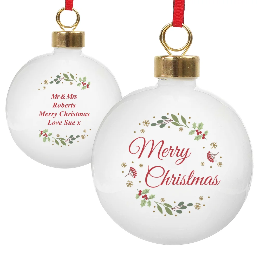 Personalised Memento Company White Merry Christmas Bauble - One Size Image 5