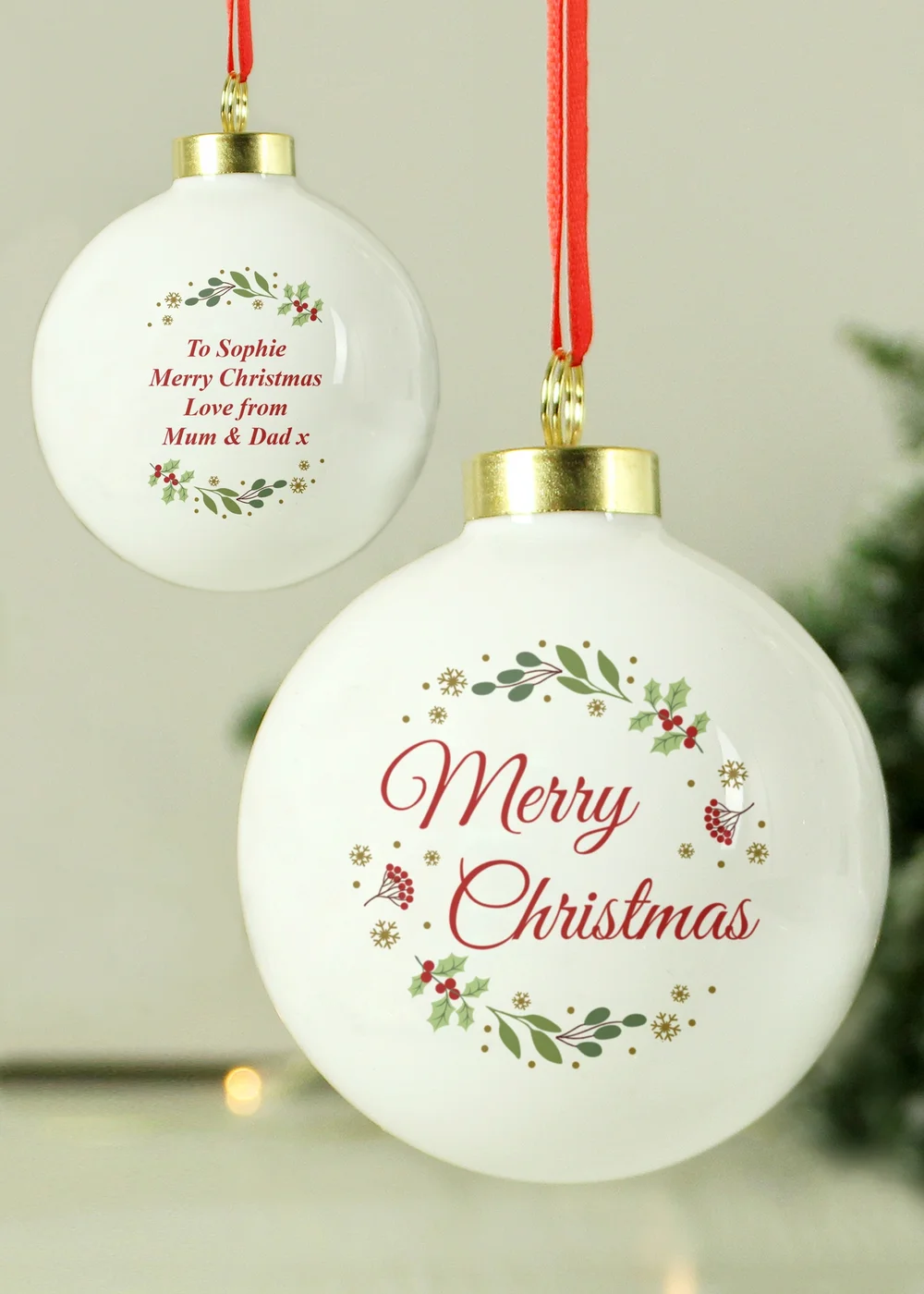 Personalised Memento Company White Merry Christmas Bauble - One Size Image 2