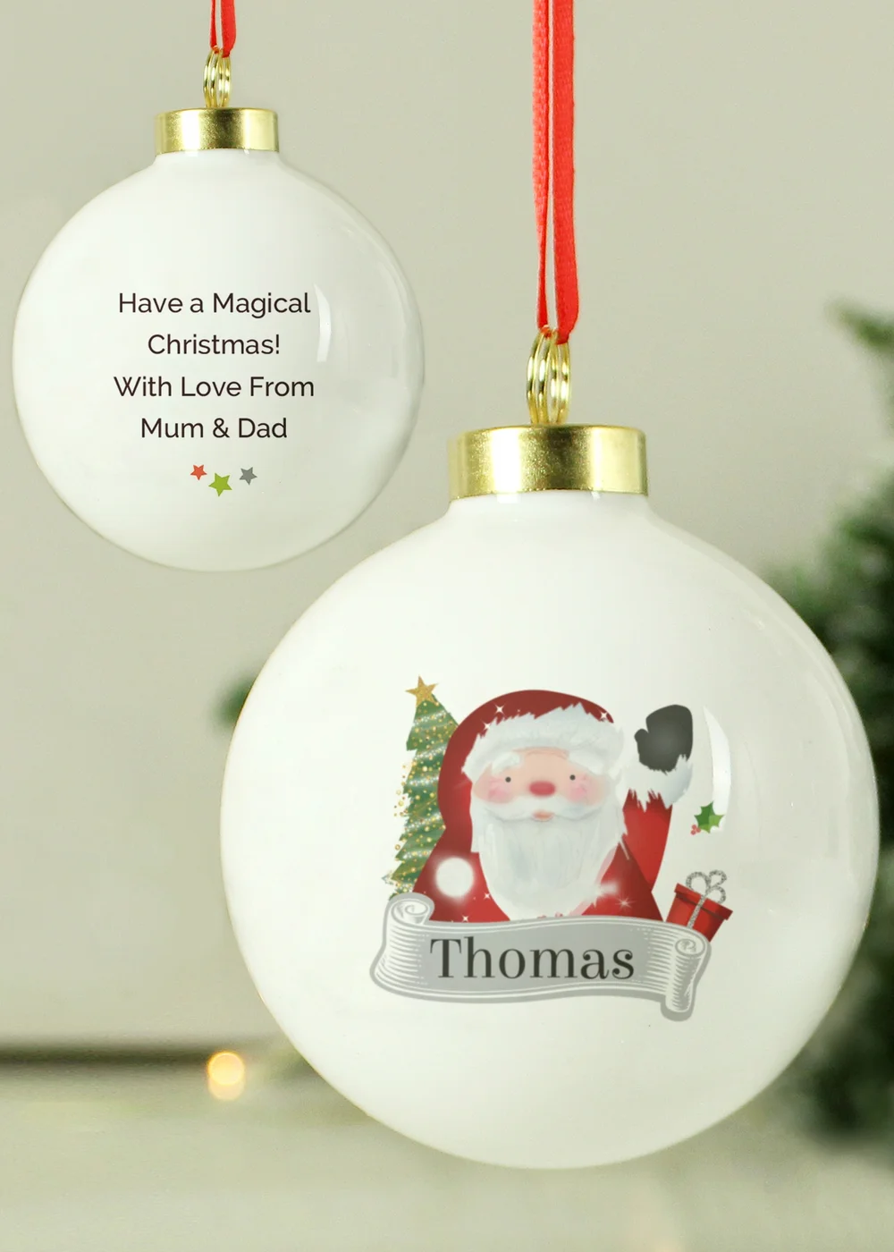 Personalised Memento Company White Santa Claus Bauble - One Size Image 3