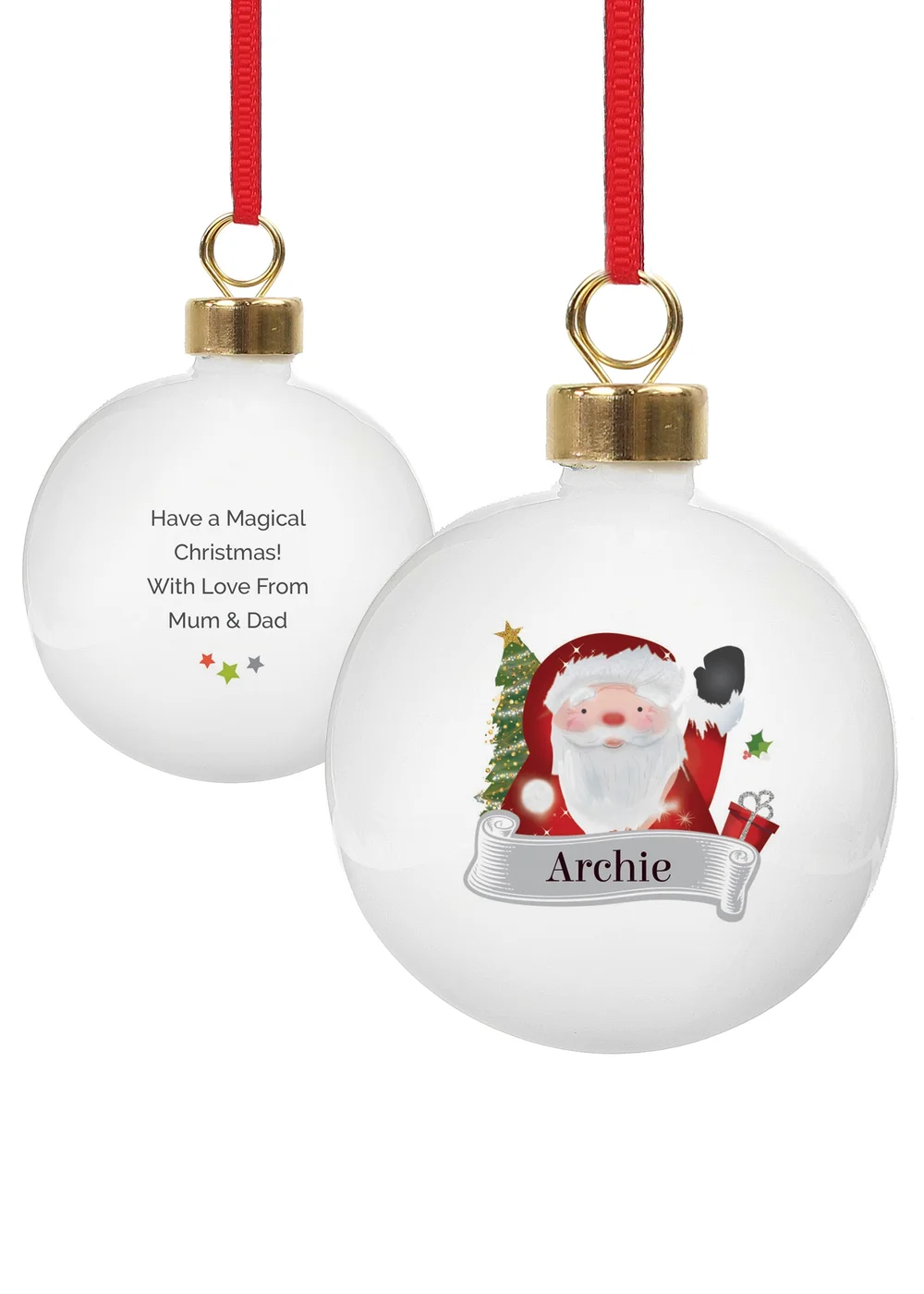 Personalised Memento Company White Santa Claus Bauble - One Size Image 1