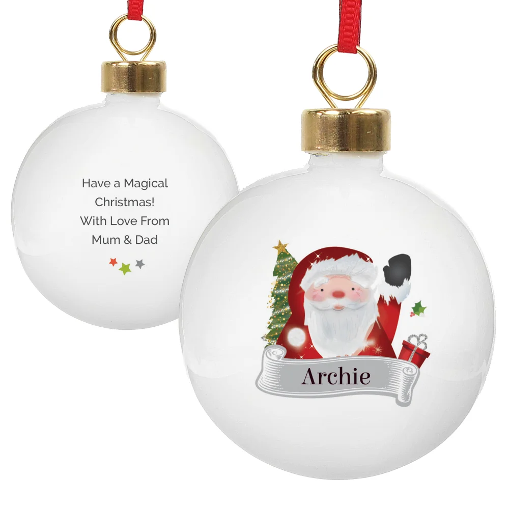 Personalised Memento Company White Santa Claus Bauble - One Size Image 5
