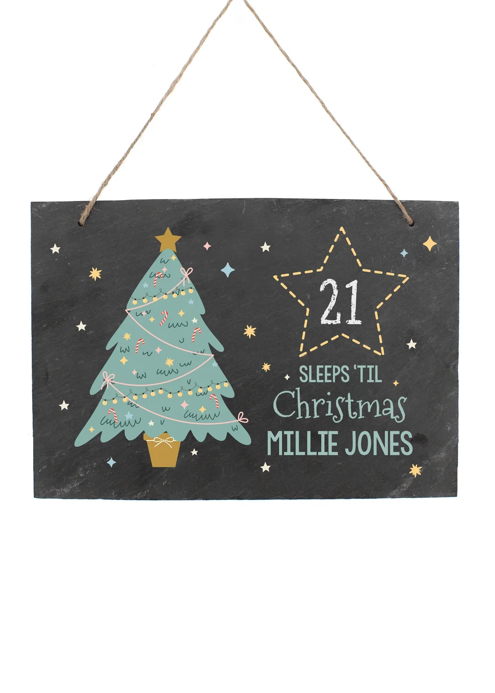 Personalised Memento Company Slate Christmas Chalk Countdown Hanging Large Sign - One Size Image 1