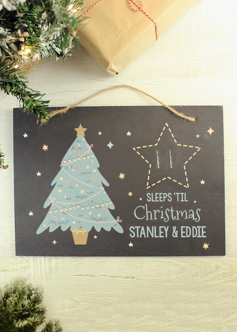 Personalised Memento Company Slate Christmas Chalk Countdown Hanging Large Sign - One Size Image 3