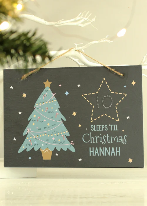 Personalised Memento Company Slate Christmas Chalk Countdown Hanging Large Sign - One Size Image 2
