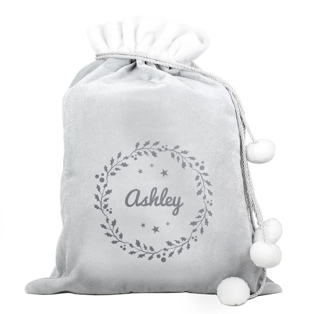 Personalised Memento Company Grey Holly Christmas Sack - One Size Image 5