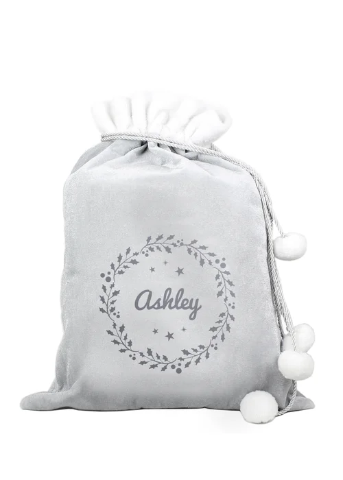 Personalised Memento Company Grey Holly Christmas Sack - One Size Image 1