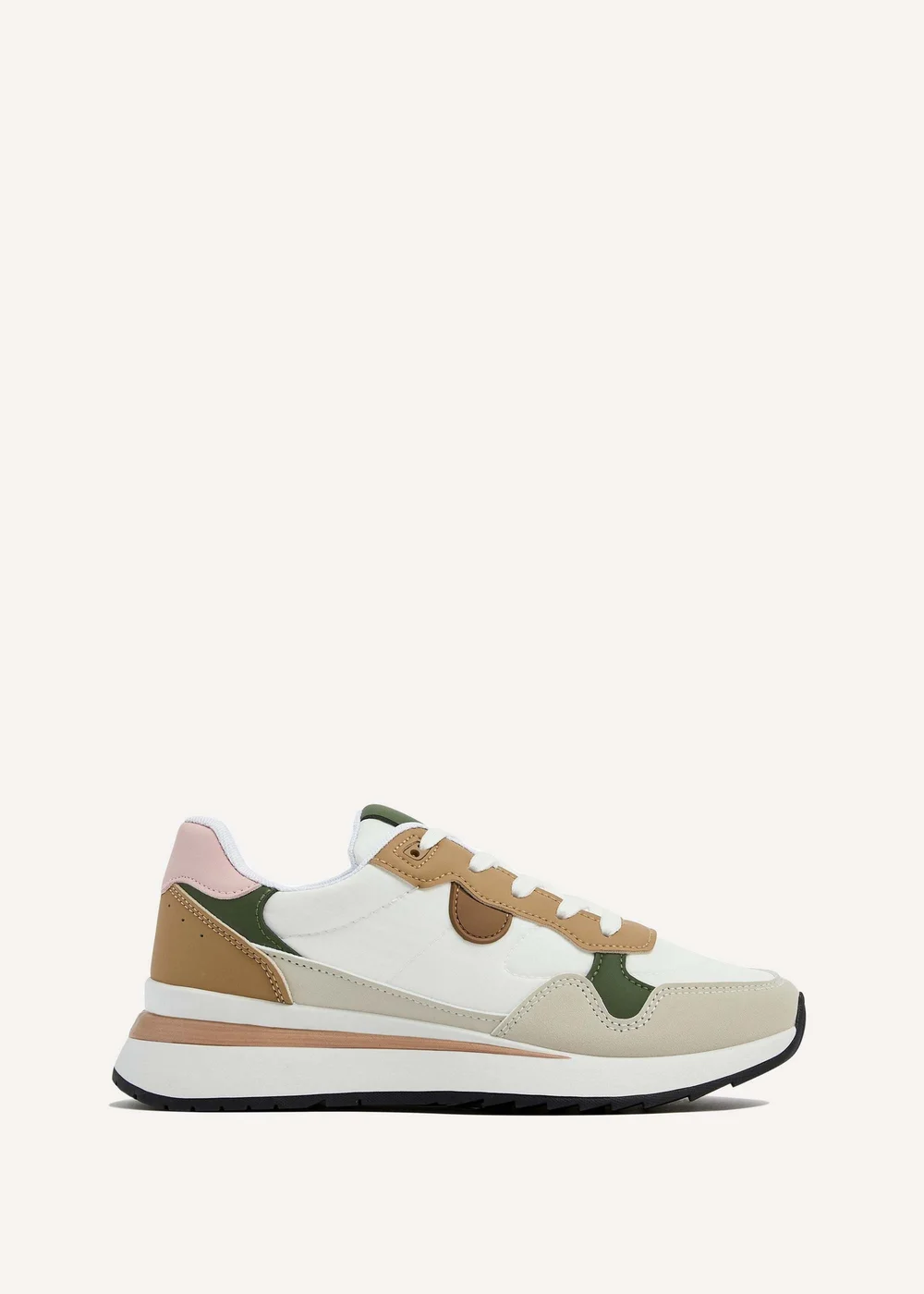 Linzi Clapham Beige Two-Tone Wedged Trainer - 3 Image 2