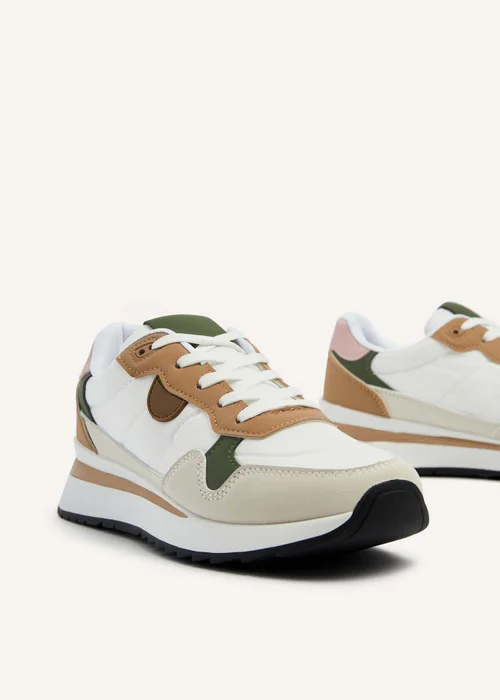 Linzi Clapham Beige Two-Tone Wedged Trainer - 3 Image 5