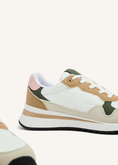 Linzi Clapham Beige Two-Tone Wedged Trainer - 3 Image 4