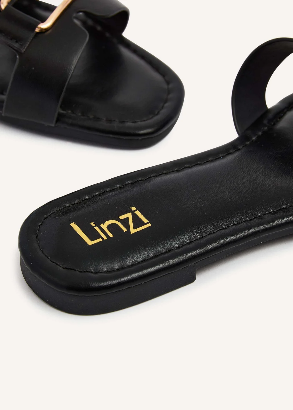 Linzi Sasha Black Faux Leather Slider Sandal - 3 Image 5