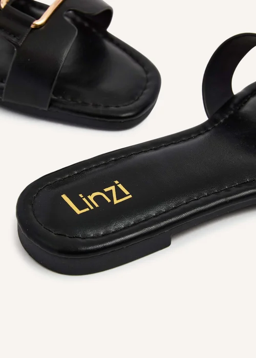 Linzi Sasha Black Faux Leather Slider Sandal - 3 Image 5