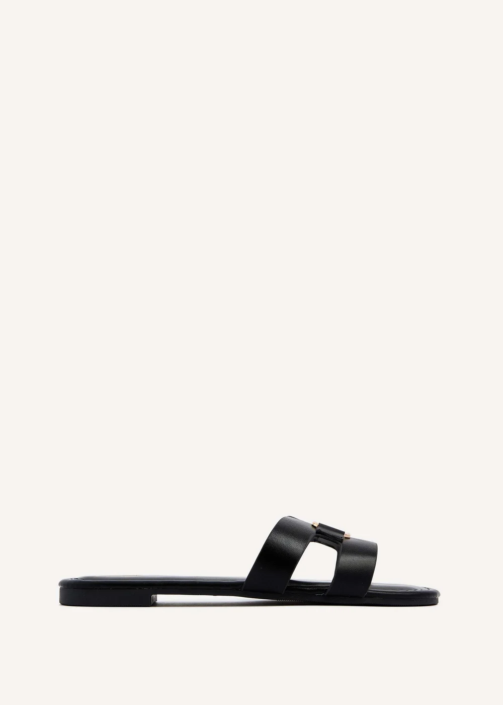 Linzi Sasha Black Faux Leather Slider Sandal - 3 Image 2