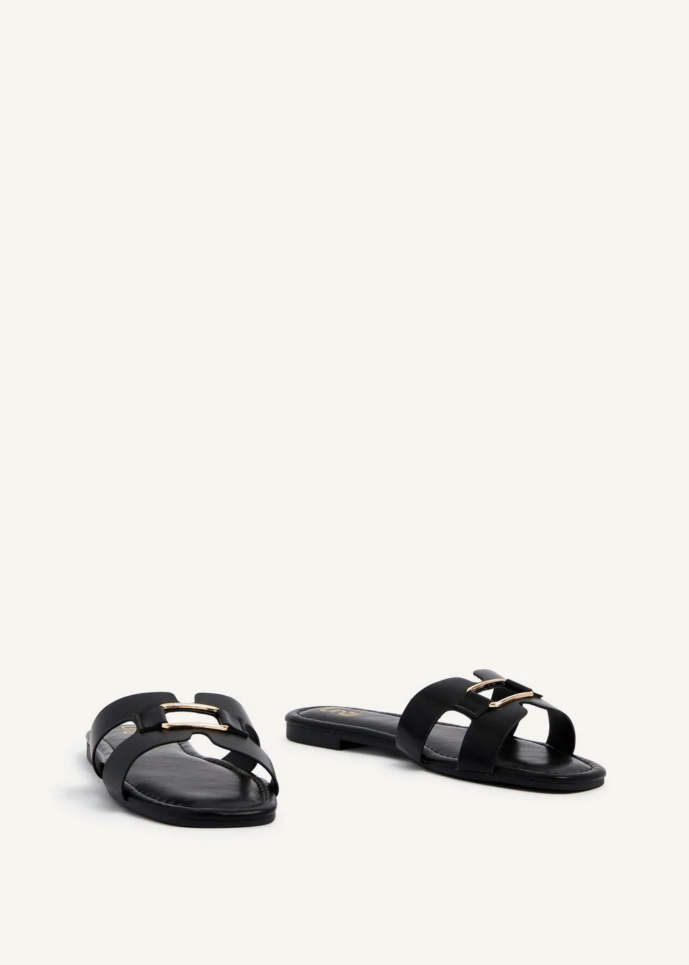 Linzi Sasha Black Faux Leather Slider Sandal - 3 Image 3