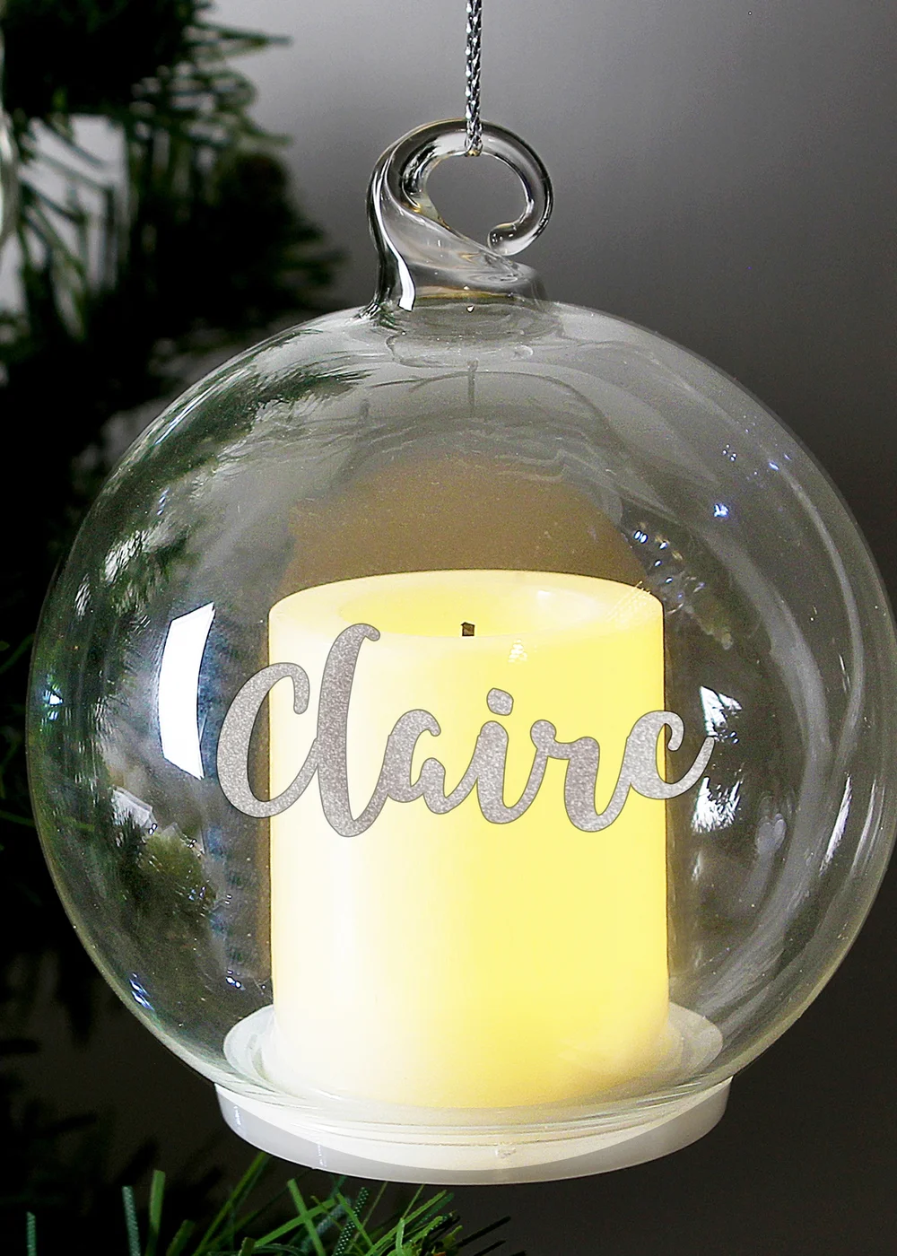Personalised Memento Company Clear Christmas LED Candle Bauble - One Size Image 2