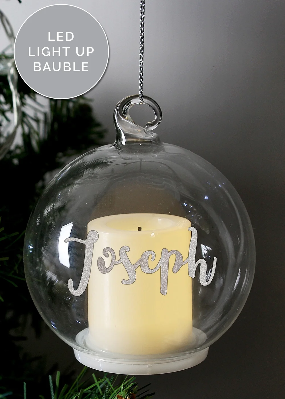 Personalised Memento Company Clear Christmas LED Candle Bauble - One Size Image 3