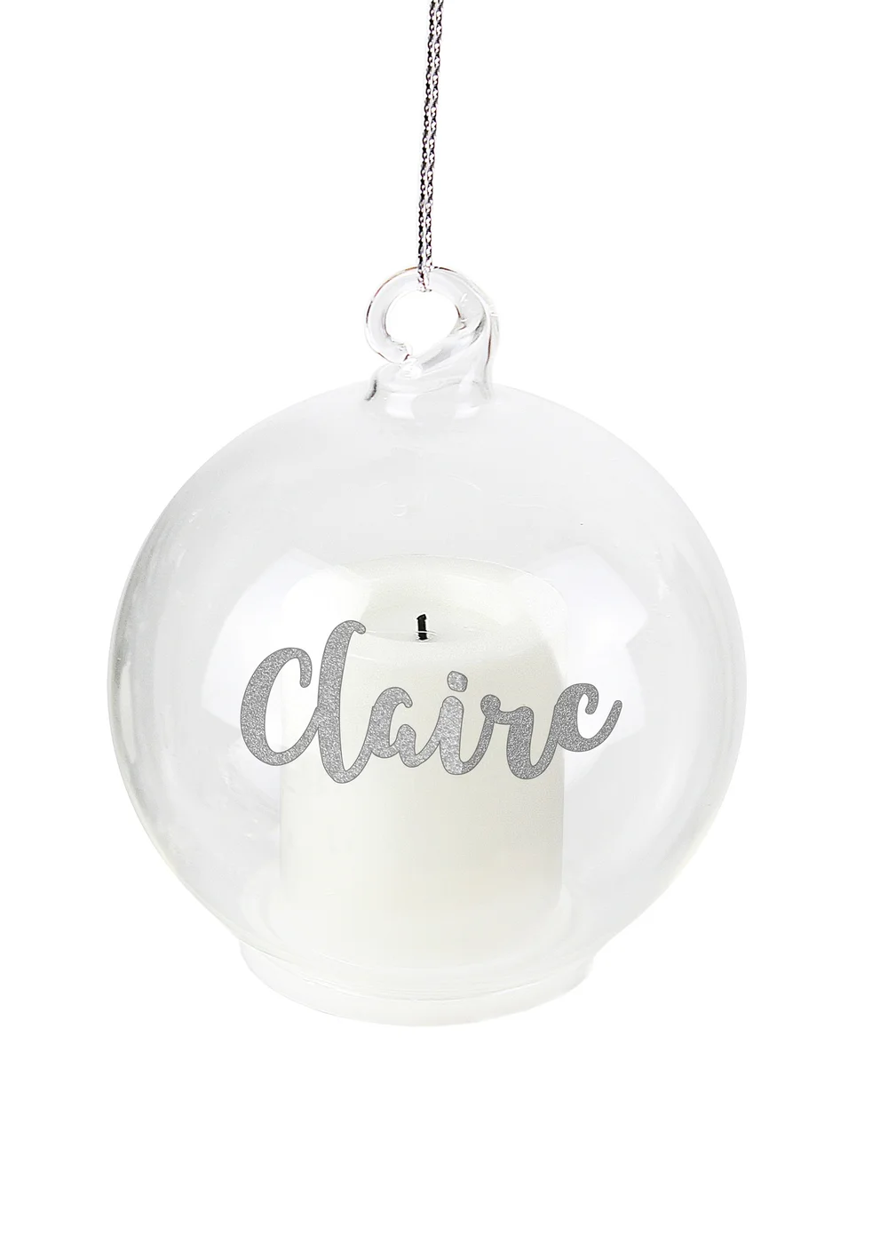 Personalised Memento Company Clear Christmas LED Candle Bauble - One Size Image 1