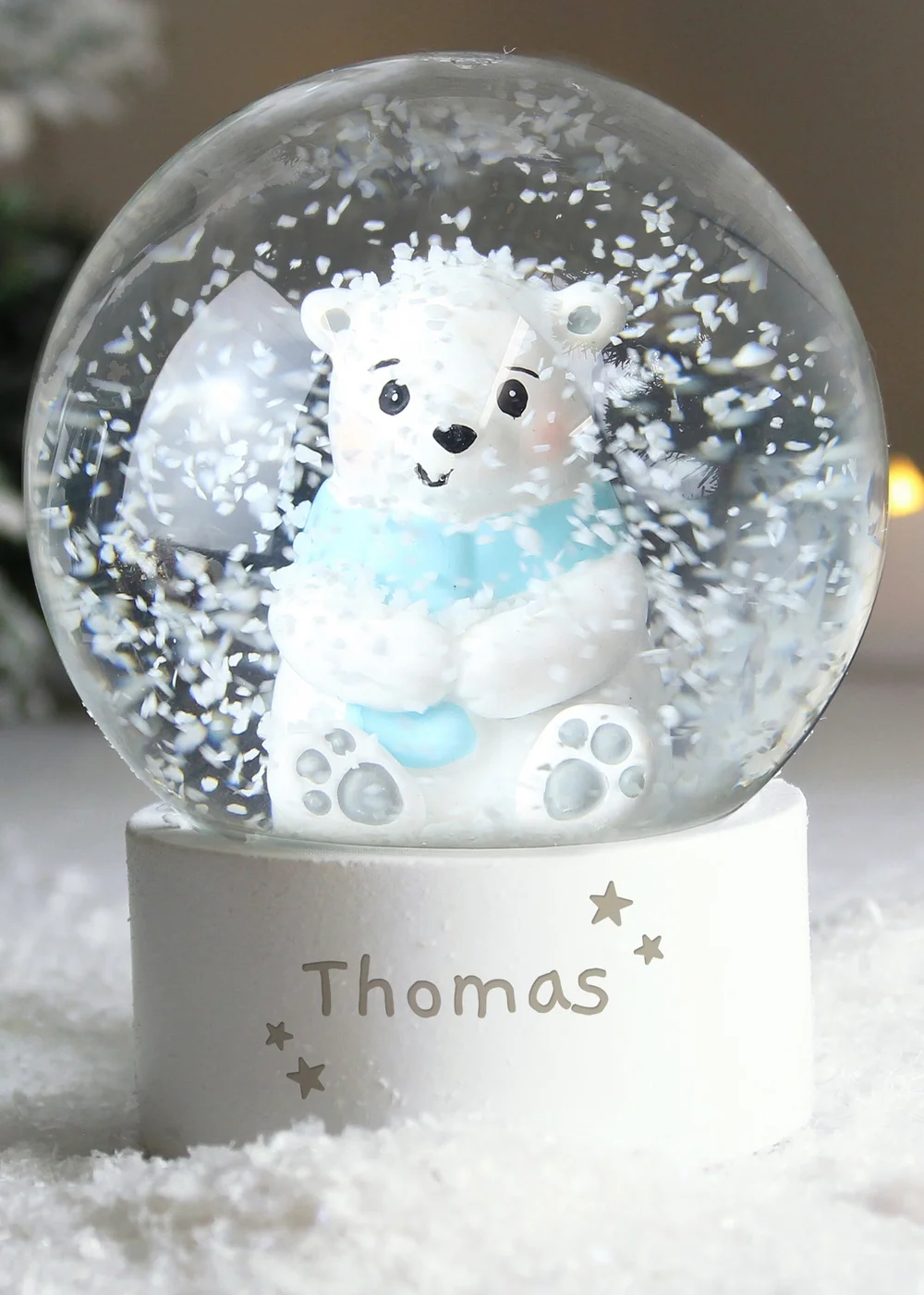 Personalised Memento Company White Polar Bear Snow Globe - One Size Image 2