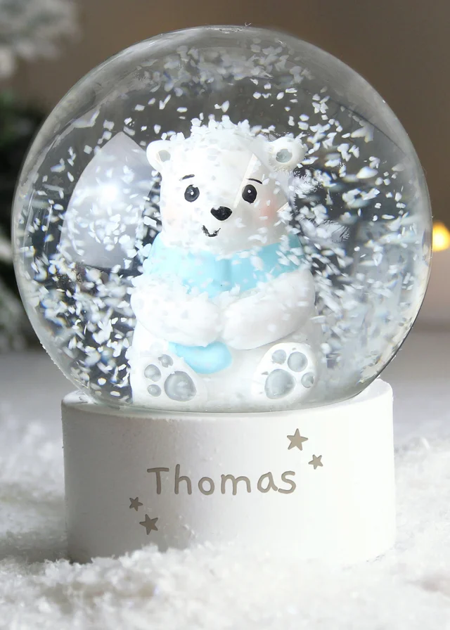 Personalised Memento Company White Polar Bear Snow Globe