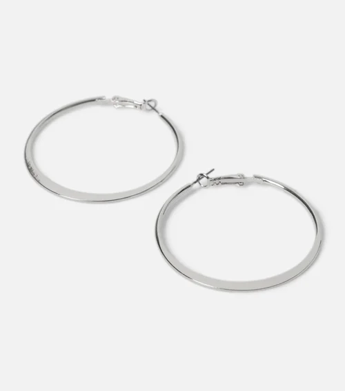 Muse Silver Large Knife Edge Hoop Earrings - One Size Image 3