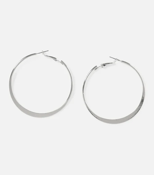 Muse Silver Large Knife Edge Hoop Earrings - One Size Image 2