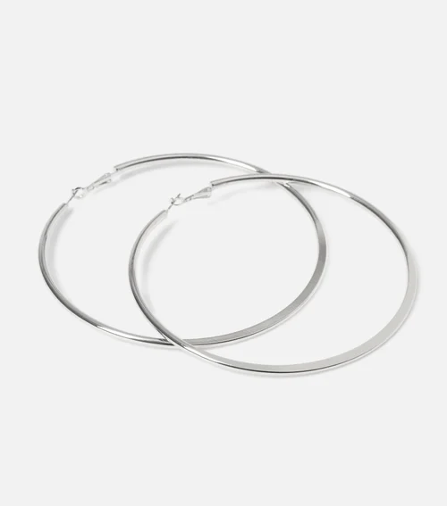 Muse Silver Large Knife Edge Hoop Earrings - One Size Image 1