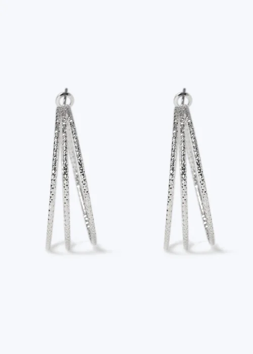 Muse Silver XL Wire 4 Row Hoop Earrings - One Size Image 1