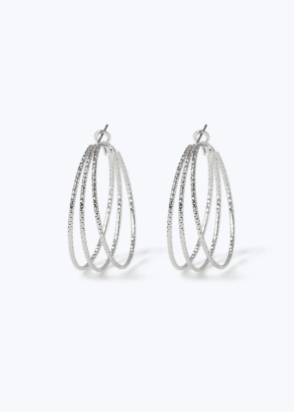 Muse Silver XL Wire 4 Row Hoop Earrings - One Size Image 2