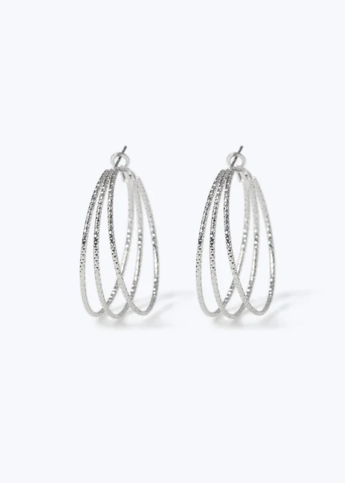 Muse Silver XL Wire 4 Row Hoop Earrings - One Size Image 2