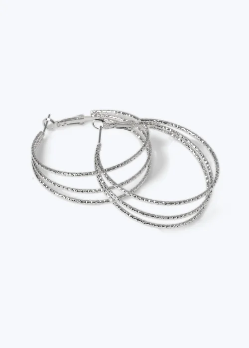 Muse Silver XL Wire 4 Row Hoop Earrings - One Size Image 3