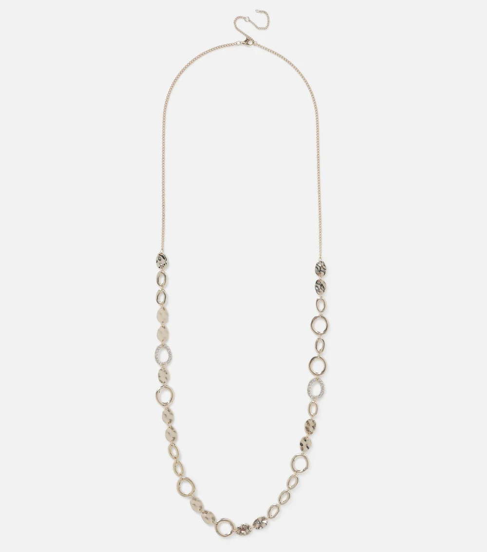 Muse Gold Long Textured Circle Necklace - One Size Image 1