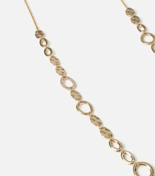 Muse Gold Long Textured Circle Necklace - One Size Image 2